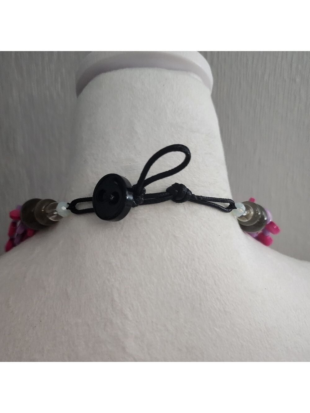 Pink Purple Beaded Necklace - Picture 4 of 7